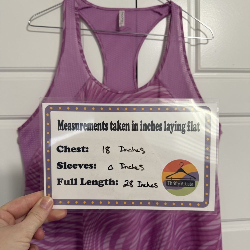 Saucony Womens Racerback Tank Top Purple Swirl Athletic Workout Gym Size L - Picture 2 of 12